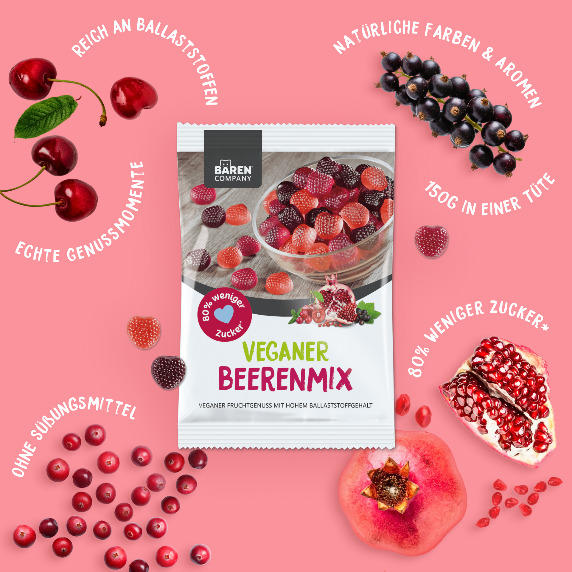 Zuckerreduzierter Veganer Beerenmix