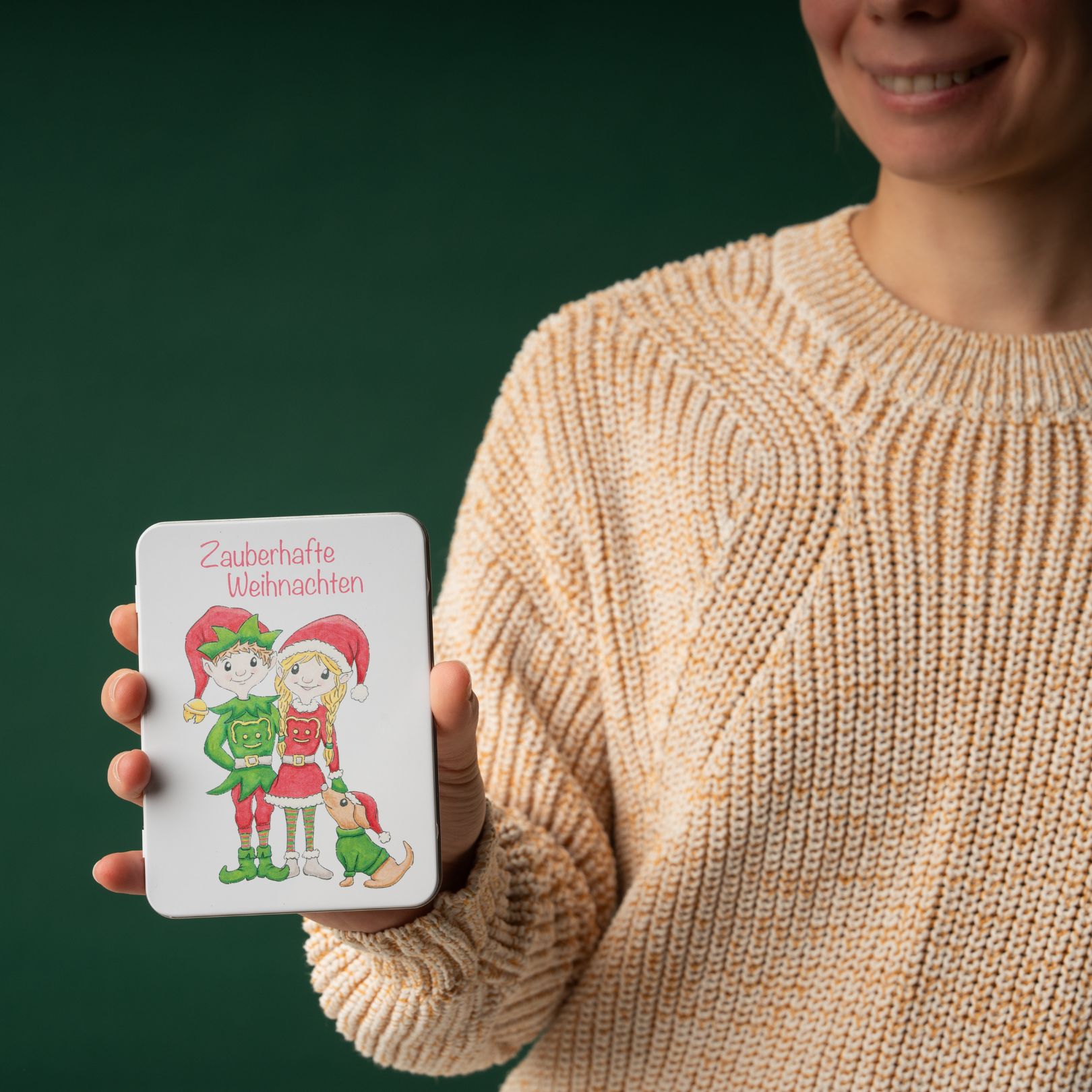 Adventskalender-Schokotafel in Geschenkdose „Weihnachts-Wichtel“
