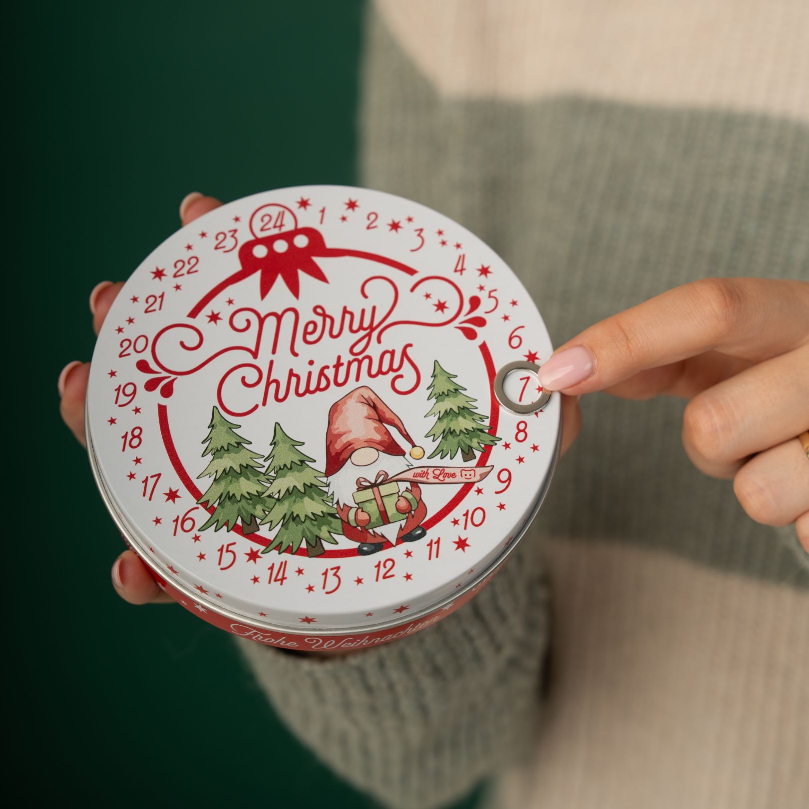 Schokoladen-Adventskalender in der Weihnachtsdose