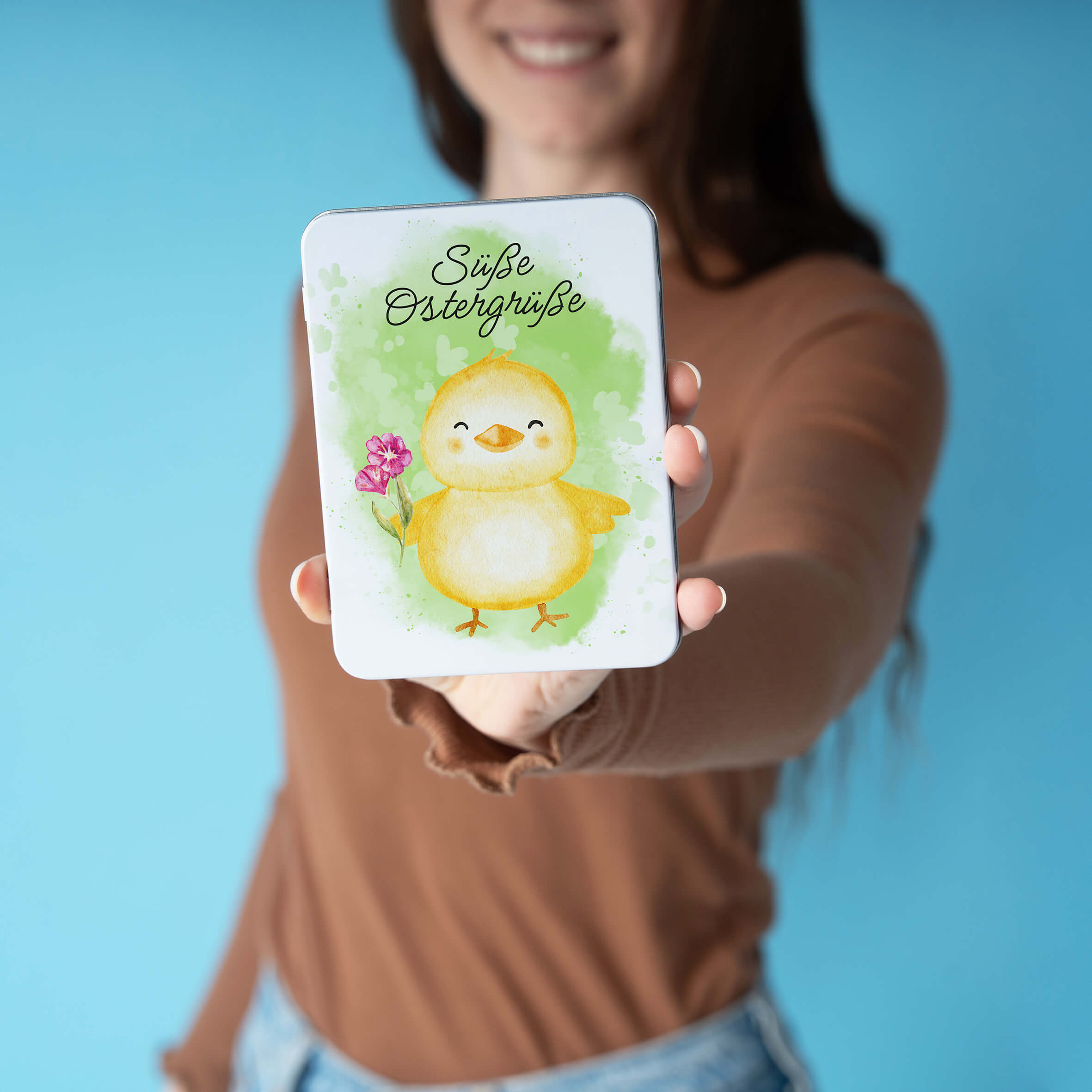 Oster-Schokotafel in Geschenkdose "Süße Ostergrüße"