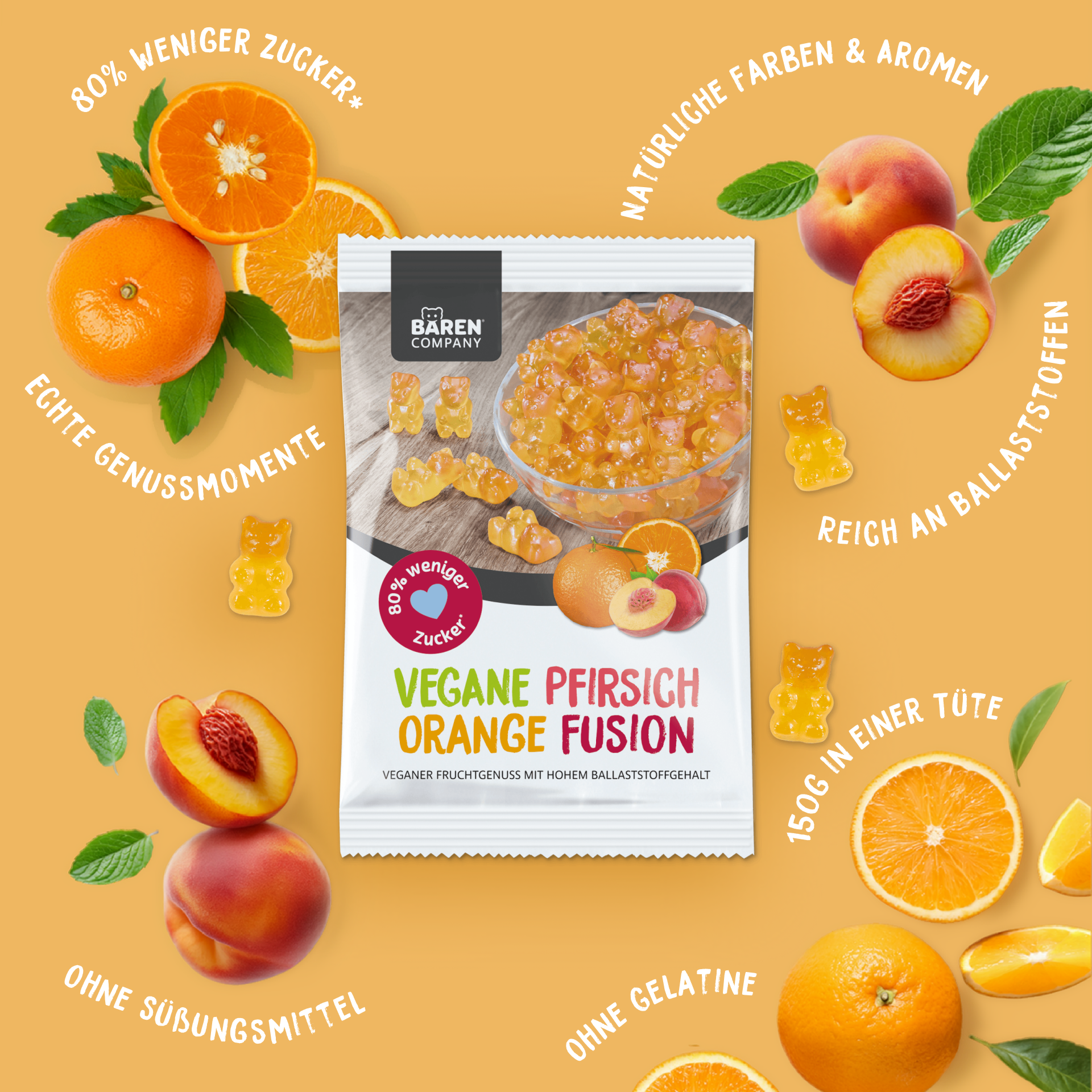 Zuckerreduzierte Vegane Pfirsich Orange Fusion