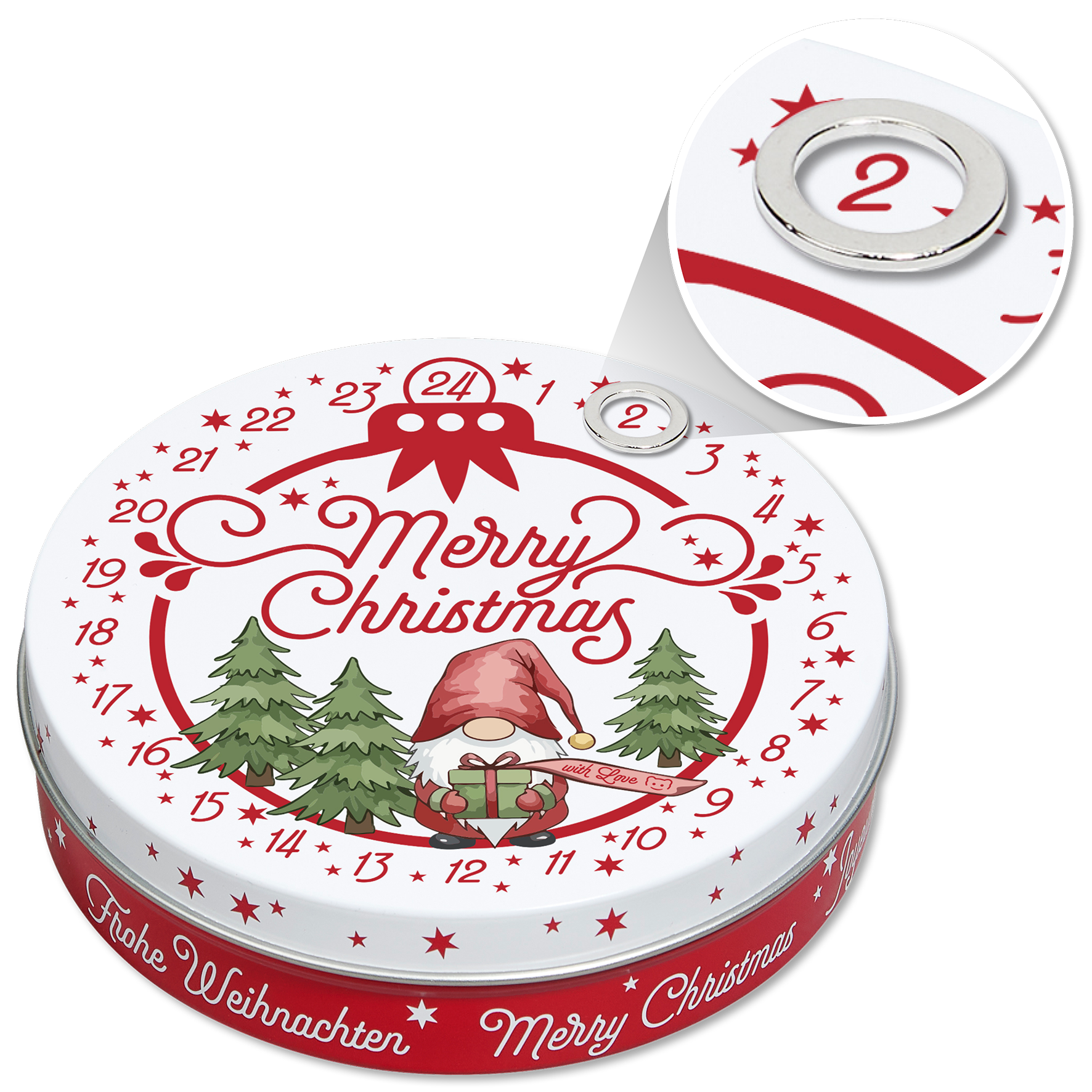 Schokoladen-Adventskalender in der Weihnachtsdose
