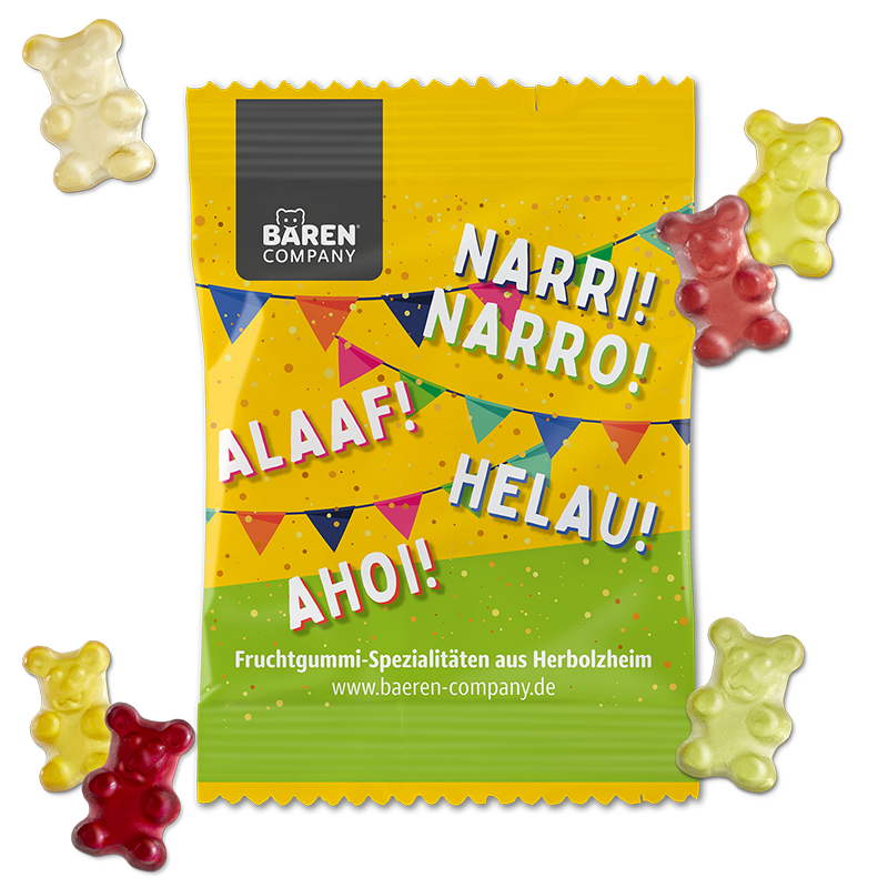 250 Stk. Fruchtgummi Mini Tütchen "Fasnacht" vegan 250 Stk. Fruchtgummi Mini Tütchen "Fasnacht" vegan