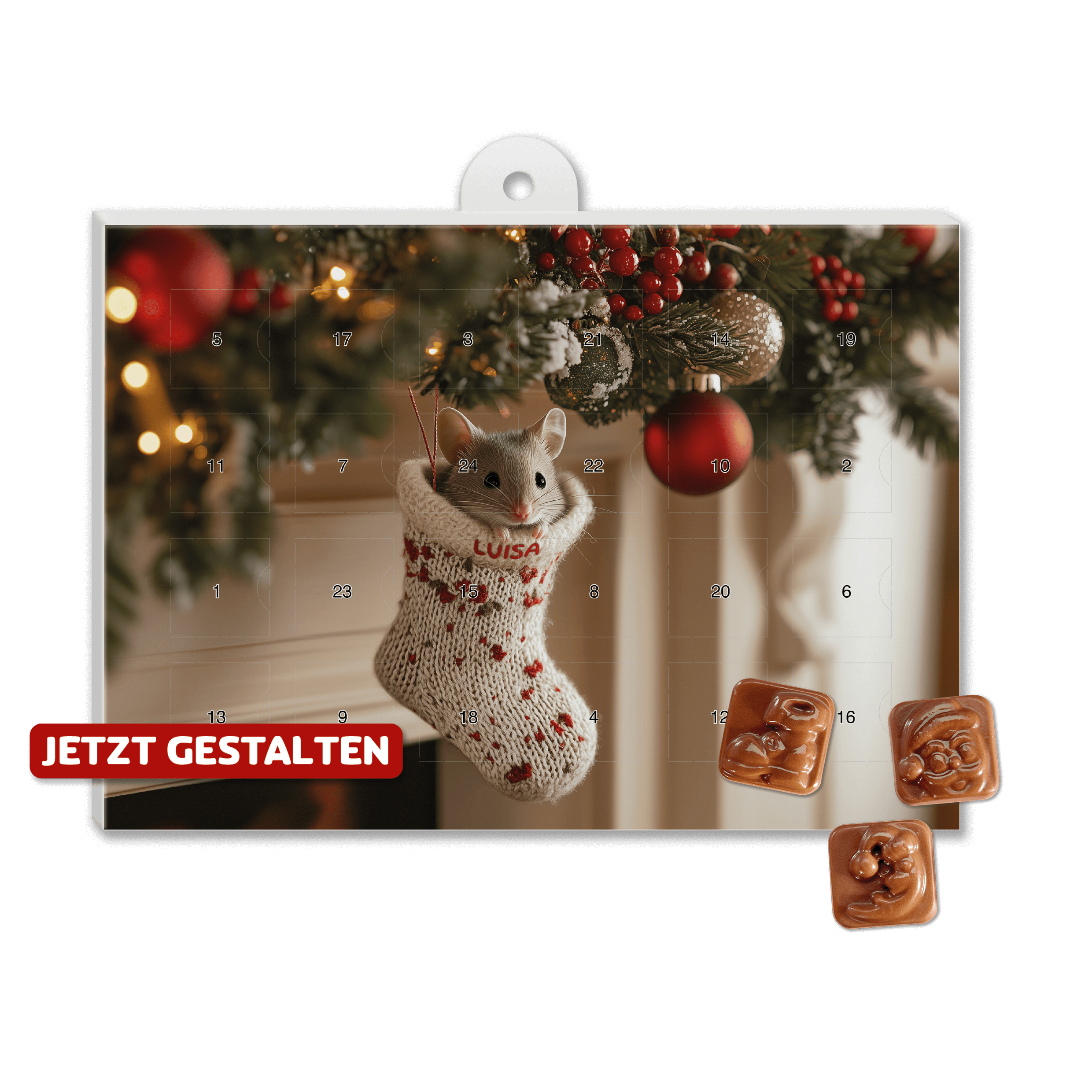 Personalisierter A5 Foto-Adventskalender mit Choco Company Schokolade
