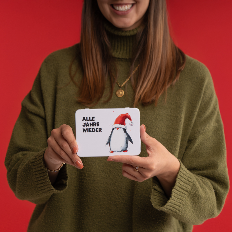 Adventskalender-Schokotafel in Geschenkdose "Alle Jahre wieder"
