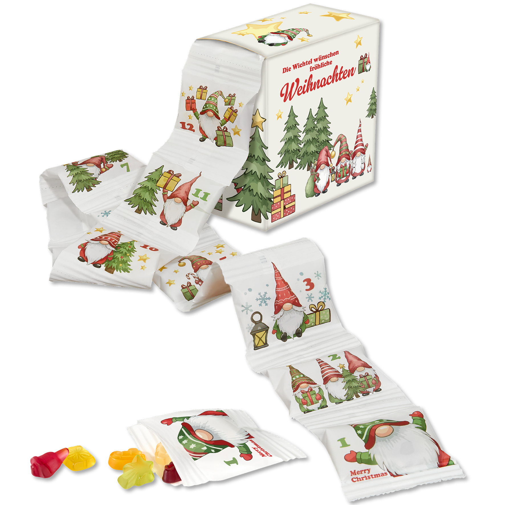 Fruchtgummi-Adventskalender Wichtel-Kette
